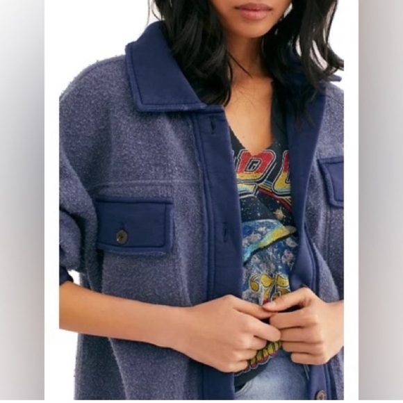 NWT Free People Ruby Shacket - Navy/Oceana Blue - Oversized - XS & Medium - Picture 3 of 17